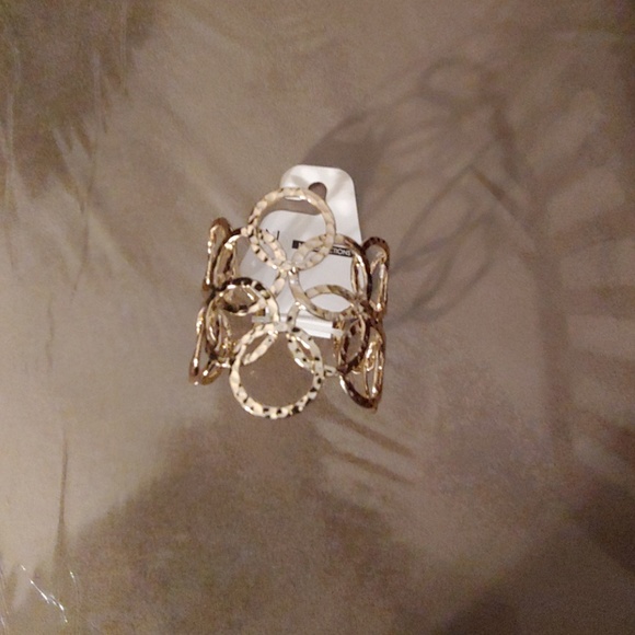 Retired Gold Hammered Circle Cuff Bracelet - Picture 1 of 4